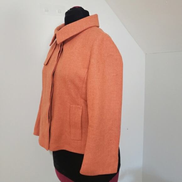 Akris Punto Wool Orange Marled Hidden Button Pocket Suit Jacket Blazer Size 10 - Picture 4 of 12